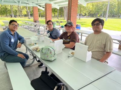 PRIME PhD students eating lunch