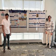 Ahmed and Andre presenting poster at CREATE for STEM mini conference