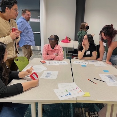 Group photo of 2025 Math Ed Research Sharing Session. Eunice and Sevda presenting.