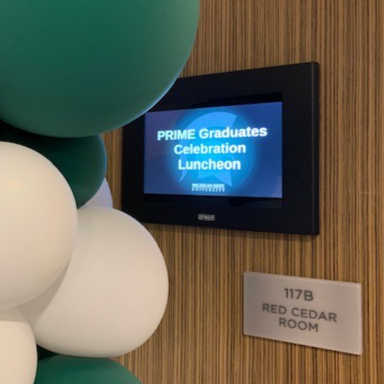 Kellogg Center sign for 2026 PRIME graduates