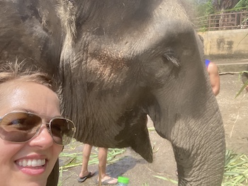 Valerie close with elephant
